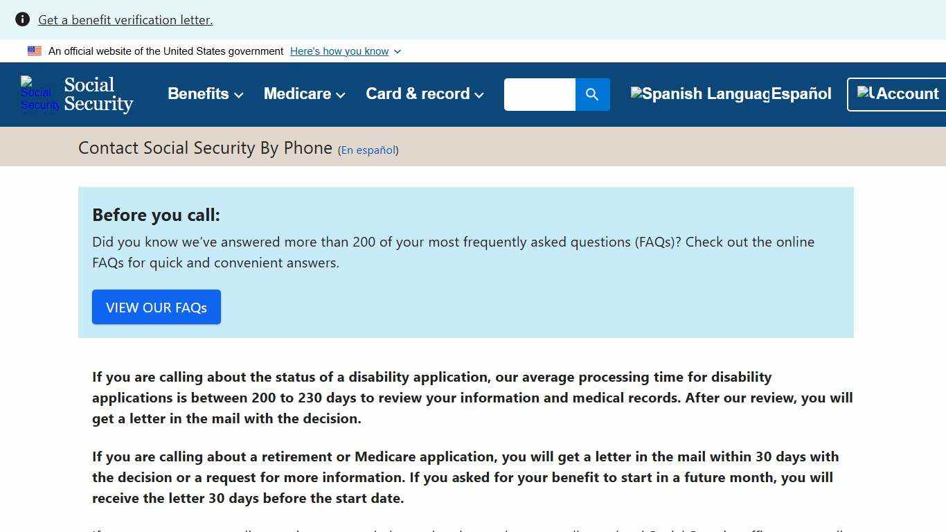 Contact Social Security By Phone | SSA