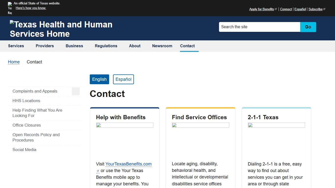 Contact | Texas Health and Human Services