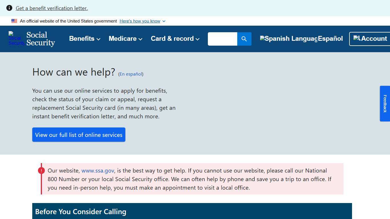 Contact Social Security | SSA